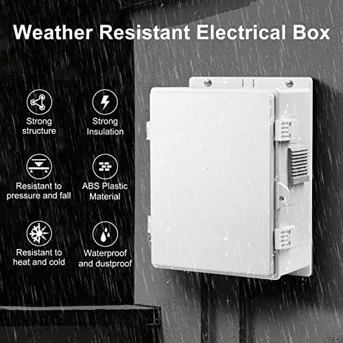 Outdoor Electrical Box with Thermostat and Fan, ABS Water Resistant Enclosure with Internal Mounting Panel & Hinged Cover, 18.1" H* 12.6" L* 6.3" W, Plug & Play.