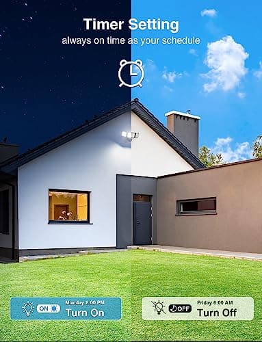 Onforu 100W Smart LED Security Lights Motion Sensor Outdoor 9000LM, 2500K-6500K, WiFi Alexa Flood Light APP Control, Motion Detector with Adjustable 3 Head, IP65 Wall Light for Yard (Black)
