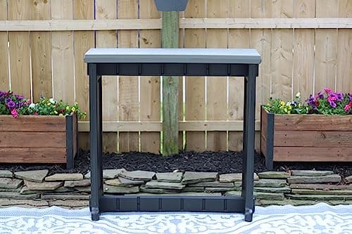 Single Bar Deep Grey Top & Black Base Ideal for Patio Hot Tub Area Backyard Durable WeatherResistant Design Easy Nohardware Assembly Proudly Made in USA