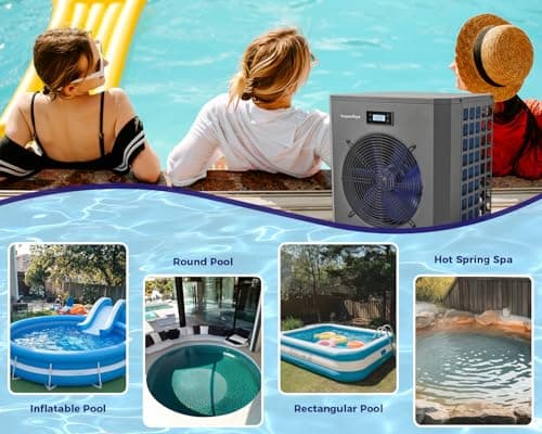Pool Heater for Above Ground Pool 16000 BTU Heating and Cooling Up to 5000 Gallon Pool Heater 120v Electric Pool Heat Pump WiFi Smart Control via APP Spa Heater Pump