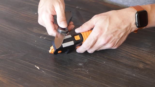 Orange Ninja All-in-1 Garden Tool & Knife Sharpener for Lawn Mower Blade, Axe, Hatchet, Machete, Pruner, Hedge Shears by Sharp Pebble