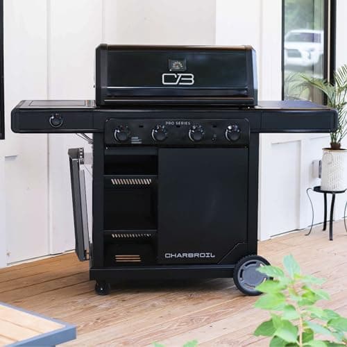 Char-Broil® Pro Series™ with Amplifire™ Infrared Technology 4-Burner Propane Gas Grill Cabinet with Side Burner, Black - 463281024