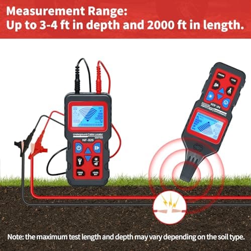 Underground Cable Wire Locator, RockyMars Cable Tester Wire Tracker, Detect Cables, NF826 Underground Wire Locator for Dog Fence Cables, Wire Detector Test Short Circuit Breaker of Wall