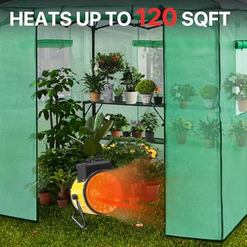 EAGLE PEAK 1500W Electrical Outdoor Heater with Thermostat, Heater for Greenhouse, Grow Tent, Garage, RV, Water Resistant IPX4, Overheat Protection Radiant Heating, Yellow