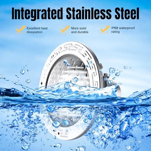 120V 10-Inch Pool Light for Inground Pools, IP68 Waterproof Pool Lights, Includes 2 x 500W Incandescent Bulbs, 50ft Cord - Direct Replacement Pentair EC602168, Fits 10'' Pool Niche