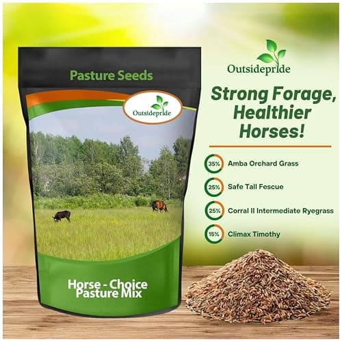 Outsidepride Horse Choice Pasture & Livestock Grass Seed Mix - 25 Lbs Perennial, Drought Tolerant, Cold Hardy, & High Yield Lawn Grass Seeds for Grazing, Hay, Silage, & Greenchop
