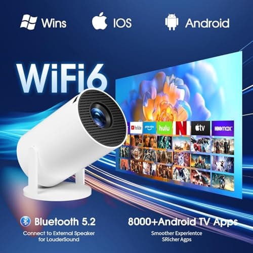 [Built-in App] Mini Projector 2025 Upgraded 1080P FHD 4K Support Projector with Mouse Portable Projector with WiFi and Bluetooth Auto Keystone HDMI/TV Stick/PS5/Laptop, with HDMI Cable & Mouse