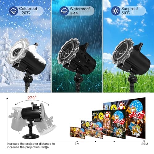 Holiday Projector Lights Outdoor,MOSSNDAR 64 HD Patterns Decorative Projector with RF Remote,Waterproof Landscape Lamp Projector for Garden Patio Independence Day Birthday Party Festival Decoration