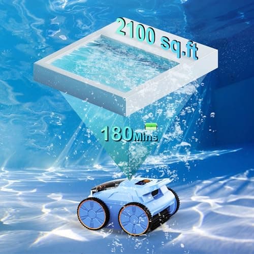 (2025 New) Robotic Pool Vacuum, Robotic Pool Cleaner for Inground Pools, Smart Navigation, Floor/Wall/Waterline Cleaning, 180 Mins Runtime for Pool Up to 2100 Sq.ft