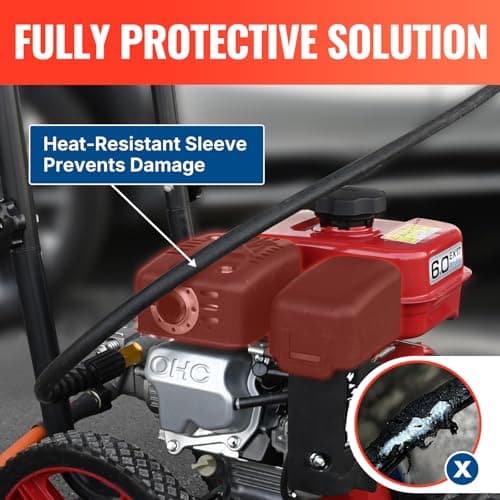 YAMATIC Upgraded Flexible Pressure Washer Hose 50 FT 3400 PSI, 1/4" Wear & Kink Resistant Power Washer Hose with Heat Protect Sleeve, Durable Replacement Hose for Uberflex Flexzilla Ryobi