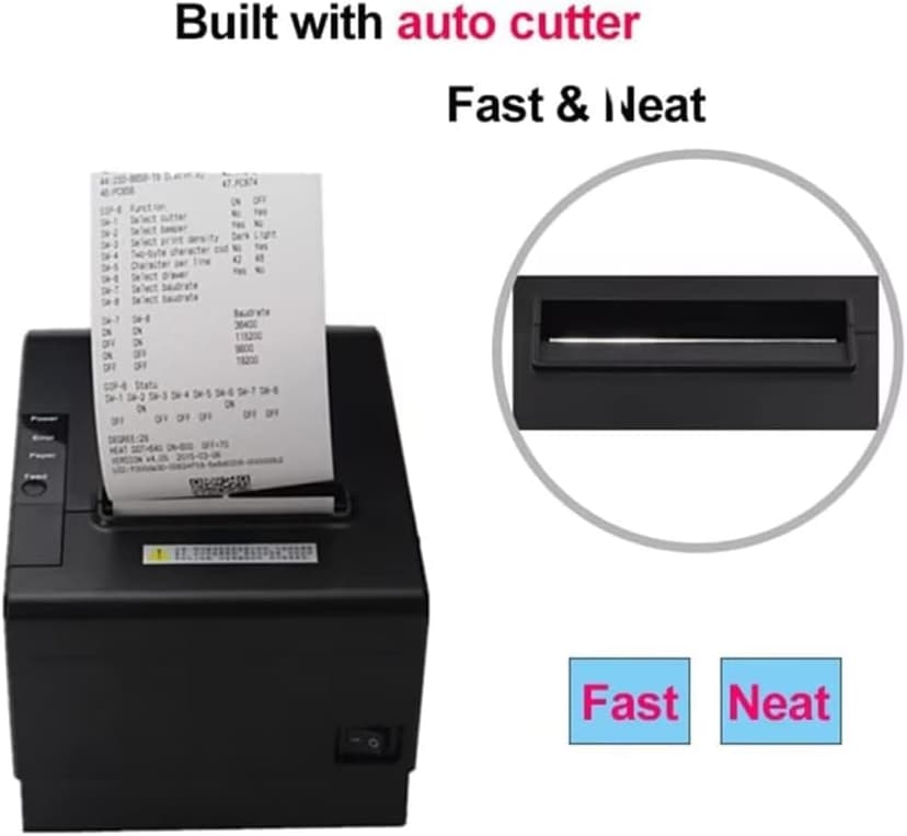 80H 80mm Restaurant Auto cutter wireless Android Thermal Receipt Bill Ticket Printer for Small Business, Compatible with Android/Windows, Not for iOS/iPad/Mac (Bluetooth+LAN/Ethernet+USB)