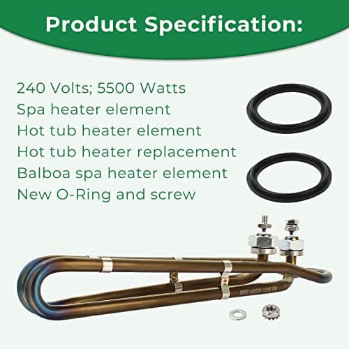 5.5KW 240V Titanium Flo-Thru Universal Heating Element, Hot Tub Heater Element with Mounting Hardware Replacement for Balboa Spa Heater Element, Applicable in Spas Electric Heaters Or Swimming Pools