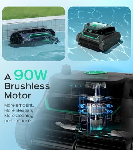 WYBOT S2 Inground Pool Vacuum up to 3230.Sq.ft, Cordless Robotic Pool Cleaner Lasts 210 Mins with Smart Navigation, Dual Filtration, Touch/APP Modes