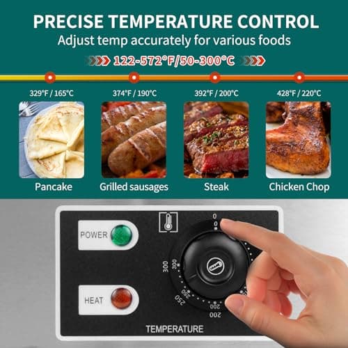 Commercial Electric Griddle 22", Flat Top Grill, Countertop Griddle, 1600W 110V, Non-Stick Stainless Steel Teppanyaki Grill, Adjustable Temperature Control 122℉-572℉ for Restaurant Kitchen