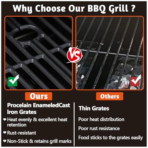 3 Burner Gas Grill with Lid, BBQ Grill With Griddle Combo, Outdoor Barbecue Grills with Wheels, Propane Grills with Foldable Side Table, Cooking Grids, Stainless Steel, 25650BTU
