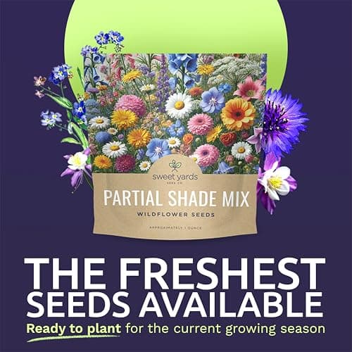 Wildflower Seeds Partial Shade Mix - 1 Ounce Over 7,000 Open Pollinated Annual and Perennial Seeds