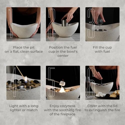 Concrete Tabletop Fire Pit, Portable Indoor Fireplace and Smores Maker, Suitable for Indoor and Outdoor Use