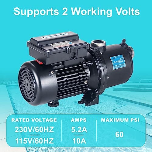 Pool Booster Pump 3/4 HP for Pressure Pool Cleaners PB460 180-480, EC-LA01N, OEM Booster Pump 3/4 HP, 115V or 230V, 60PSI, Energy Star Specification - Black