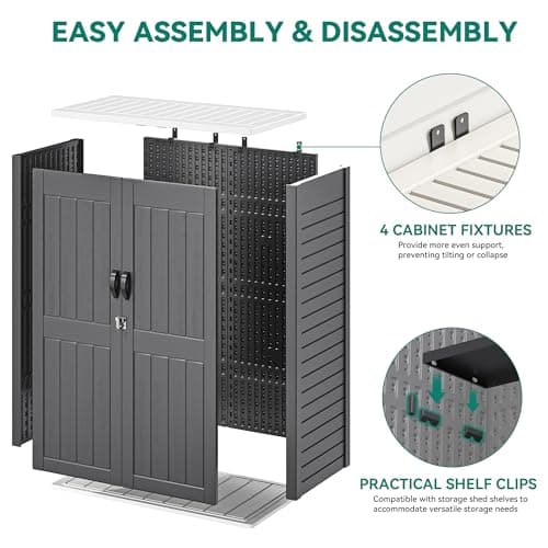 YITAHOME 59 cuft Outdoor Vertical Storage Shed, Tall Storage Shed Outdoor w/o Shelf, Outdoor Waterproof Storage Cabinet for Garage, Pool Storage, Garden Shed Outdoor Storage, Dark Gray