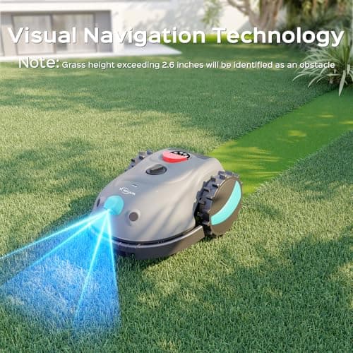 V100 Robotic Lawn Mower with Visual Navigation, Smart Obstacle Avoidance, Adjustable Cutting Height, Low Noise – Ideal for Small Lawns