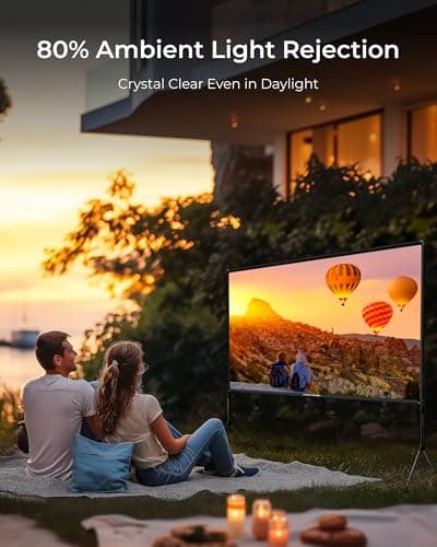 ULTIMEA E-ALR Projector Screen with Stand, 2.0 Gain Value Outdoor Projector Screen, 120 inch Portable Projection Screen, 80% ALR Screen, 4K Full HD Movie Screen for Home Theater, Photon 120 with Stand