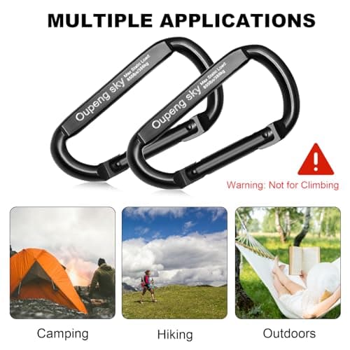 Carabiner Clip, 855lbs,3" Iron Heavy Duty Caribeaners for Hammocks, Camping Accessories,Hiking,Keychains,Outdoors and Gym etc,D Shaped Spring Hook Small Carabiners for Dog Leash,Harness and Key Ring.