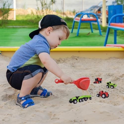 Maxx Action Farm Construction 5pk Toy Truck Set, Includes Wagon, 6x6, Modern Tractor, Combine and Vintage Tractor Vehicles with Moving Parts, Cake Toppers, Ages 3+ - Sunny Days Entertainment