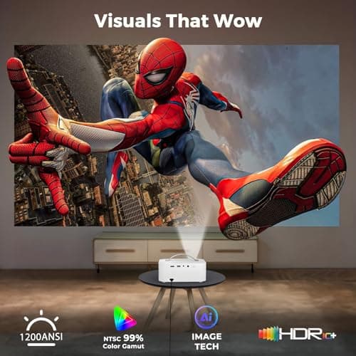 [AI Movin 2.0 System/1200 ANSI/Auto Focus] Projector-4K with WiFi 6 and Bluetooth, 30W DoIby Audio Netflix-Licensed Outdoor-Projector, Lisowod 1080P Smart Portable Proyector with HDR10+ 2025 Upgraded