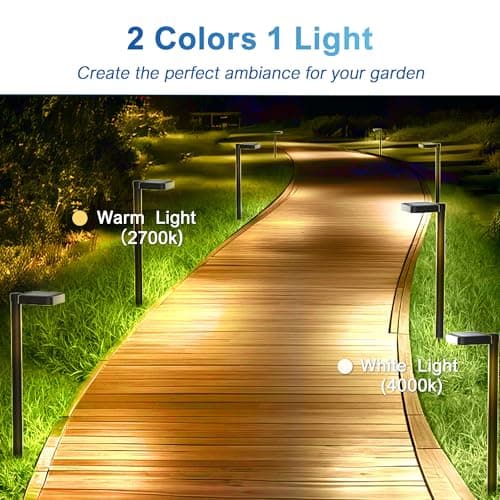 4 Pack Solar Pathway Lights with 2-in-1 Warm White and Cool White Light Modes, Solar Lights for Outdoor Garden Yard Landscape Path Walkway Sidewalk