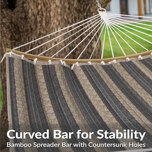 Sunnydaze Outdoor Hammock with Spreader Bar - 450-Pound Capacity Curved Spreader Bar Hammock - Mountainside