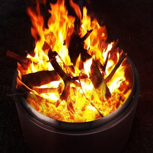 27" Smokeless Fire Pit with Air Switch, Wood Burning Portable Stainless Steel Outdoor Firepit with Removable Stand & Stove Hook, Ash Pan, for Camping Backyard Patio Picnic, H: 20 in, 35 lbs