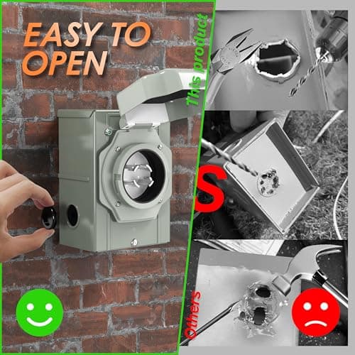 CircleCord 4 Prong 6.6 Feet 30 Amp Generator Extension Cord and Inlet Box with Locking Connector, Heavy Duty NEMA L14-30P/L14-30R, 125/250V 7500W 10 Gauge SJTW Generator to House Power Cord (6.6 Feet)