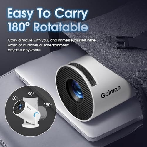 [Built-in App] Mini Projector 2025 Upgraded 1080P FHD 4K Support Projector with Mouse Portable Projector with WiFi and Bluetooth Auto Keystone HDMI/TV Stick/PS5/Laptop, with HDMI Cable & Mouse