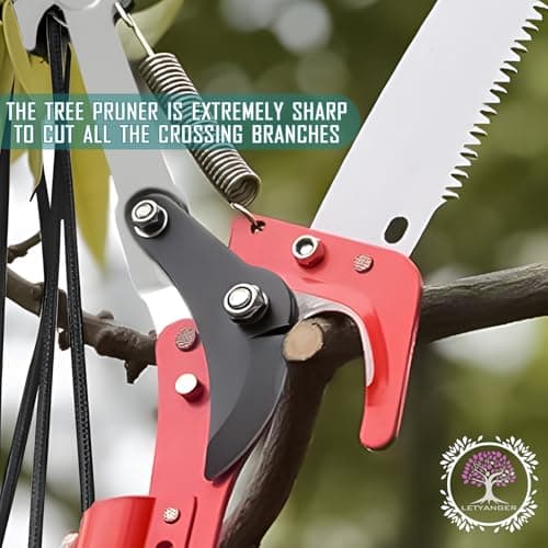 Pole Saws for Tree Trimming, 7.3-27 ft Extendable Tree Trimmers Long Handle Pruner, Sharp Steel Blade and Scissors High Branches Trimming, Tree Pruner, Tree Saw