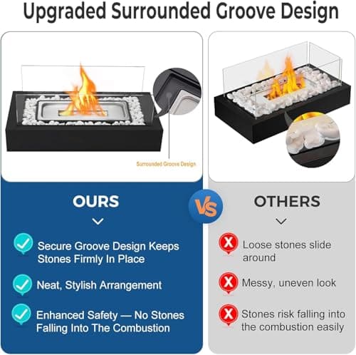 Metal Rectangle Table Top Firepit - Smores Maker Kit with 4 Roasting Sticks Indoor Tabletop Fire Pit & Outdoor Table Fireplaces, Gift for Mother's Day | Modern Home Décor, Housewarming & Birthday Gift