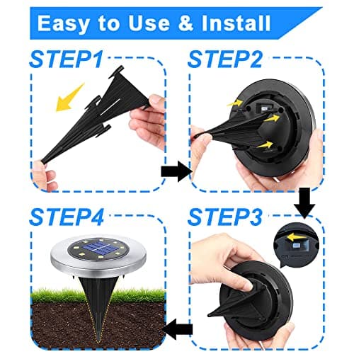 Solar Ground Lights, Waterproof Solar Garden Lights, Upgraded Outdoor Garden Waterproof Bright in-Ground Lights, Landscape Lights for Pathway,Yard,Deck,Lawn,Patio,Walkway (12 Pack Warm Light