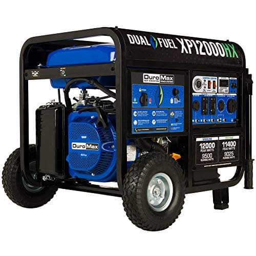 DuroMax XP12000HX 12,000-Watt Dual Fuel Portable Generator - Gas & Propane, Electric Start, Whole Home Power Backup, Transfer Switch Ready, RV & Emergency Ready
