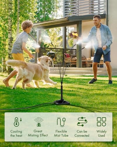 Rafow Standing Misters for Outside Patio Portable Misting System for Cooling Outdoor 26.5 Ft Stand Mist Line Water Sprinklers Patio Mister for Garden Backyard BBQ Party Pool Beach