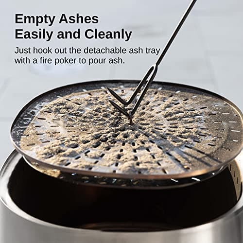 EAST OAK Camber Smokeless Fire Pit 29", Stainless Steel Fire Pits for Outside Large Wood Burning Firepit with Poker & Removable Ash Pan, Portable Bonfire Pit for Patio, Backyard, Chisel Steel