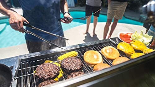 Monument Grills Larger 4-Burner Propane Gas Grills Stainless Steel Cabinet Style with Clearview® Lid, Knob Controls, Built-In Thermometer, Infrared Side Sear Burners & Side Burners