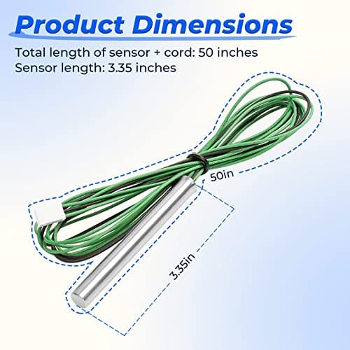 Pool Heater Temperature Sensor 009577F Compatible with Raypak Heaters 206A, 207A, 266A, 267A, 336A, 337A, 406A, 407A, 3 Wire NTC 100K Replacement for Raypak Temperature Sensor Lid Units
