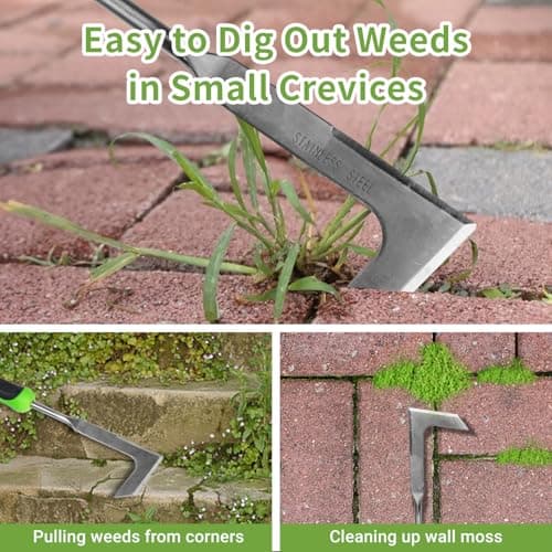 Weed Puller Tool, Manual Hand Weeder Tool, Crack Weeder Crevice Weeding Tool Stainless Steel, Paving Brick Moss Dandelion Removal, 2 Pack Weed Remover Tool for Garden Patio