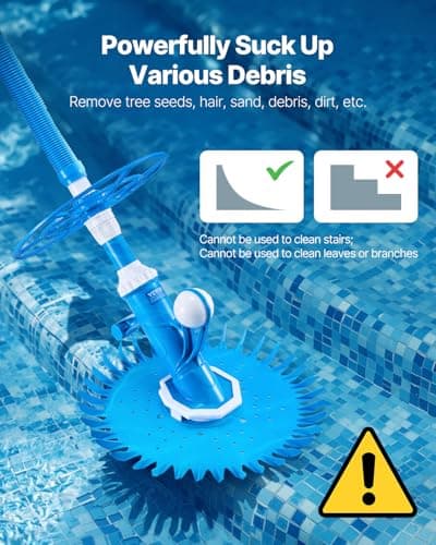 VEVOR Suction Pool Cleaner, Automatic Pool Vacuum Cleaner, Suction Side Automatic Pool Cleaner, Suction Vacuum Pool Sweeper with 12 Hoses, for In-ground Pool and Above-Ground Pool Up to 20 x 35 ft