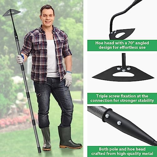 Hoe Garden Tool,Hollow Gardening Hoe with Sturdy Blade for Digging,Weeding,Hoeing,Cutting and Loosing Soil,Heavy Duty Garden Hoe with 56” Adjustable Long Handle…