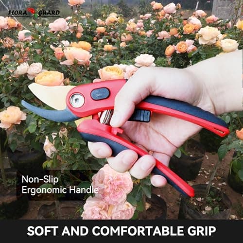 FLORA GUARD Bypass Pruning Shears, Garden Shears Heavy DutyTree Trimmers & Garden Clippers with Ergonomic Handle, Ideal Hand Pruners for Gardening, Shrubs & Branch Cutting.（HC202）