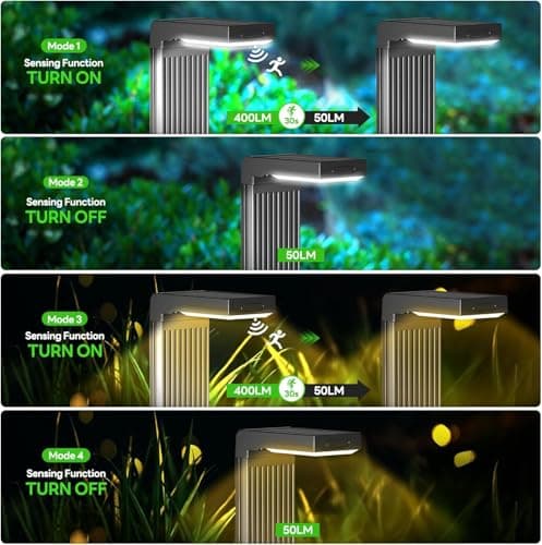 Solar Pathway Lights Outdoor 3 Pack, 400LM Motion Sensor Walkway Lights with Warm/Cool White, 12H Lasting, IP65 Waterproof Solar Powered Landscape Lighting for Garden, Yard