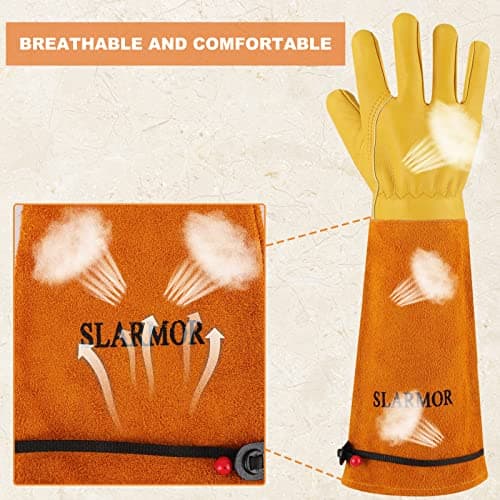 Long Gardening-Gloves Women/Men-Thorn proof Rose Pruning Heavy Duty Gauntlet-L