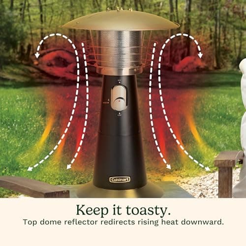 Cuisinart COH-500 Portable Tabletop Patio, 11,000 BTU Outdoor Propane Heater with Safety Tilt Switch and Burner Screen Guard, 100 sq. Foot Heat Range, Black