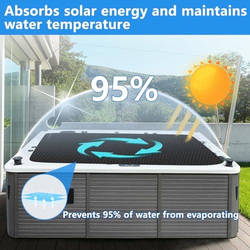7 x 7 FT Spa and Hot Tub Cover, 16Mil Square Hot Tub Thermal Blanket, Insulation Solar Blanket Bubble Cover for Energy Efficiency & Safety