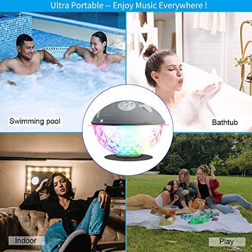 Floating Pool Speakers with Colorful Lights, IP68 Waterproof Bluetooth Speaker for Pool, Crystal Clear Sound Hot Tub Speaker for Pool, Spa and Outdoor